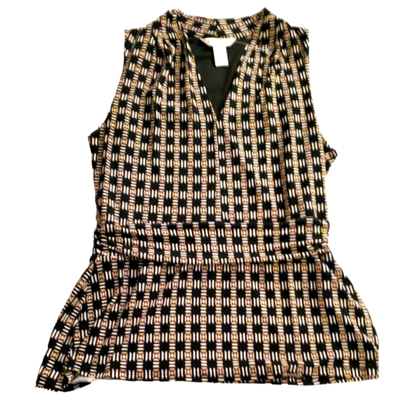 White House Black Market Black Gold sleeveless v neck blouse S - Picture 1 of 6